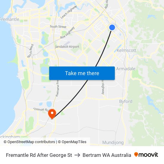 Fremantle Rd After George St to Bertram WA Australia map