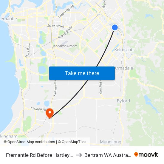 Fremantle Rd Before Hartley St to Bertram WA Australia map