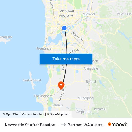 Newcastle St After Beaufort St to Bertram WA Australia map