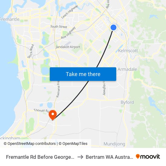 Fremantle Rd Before George St to Bertram WA Australia map