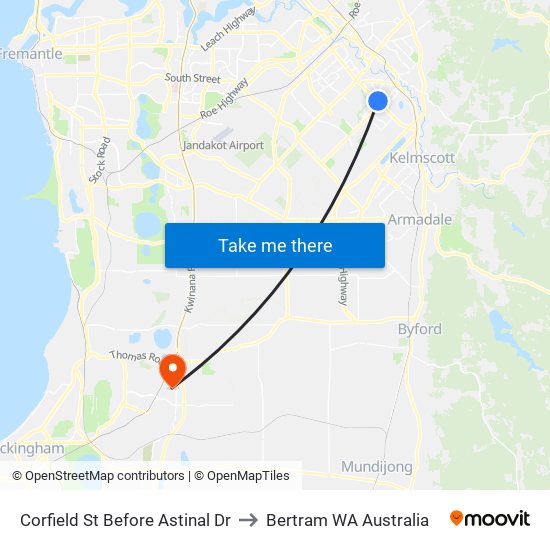 Corfield St Before Astinal Dr to Bertram WA Australia map