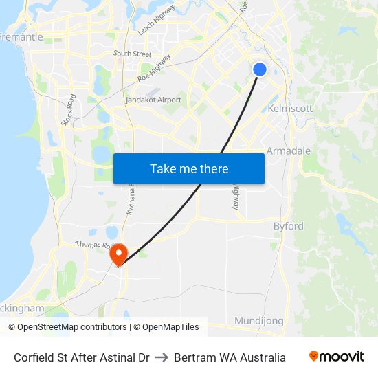 Corfield St After Astinal Dr to Bertram WA Australia map