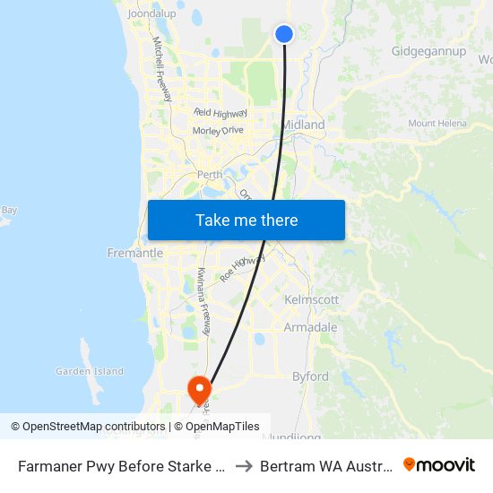 Farmaner Pwy Before Starke Turn to Bertram WA Australia map