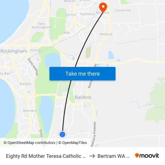 Eighty Rd Mother Teresa Catholic College Stand 2 to Bertram WA Australia map