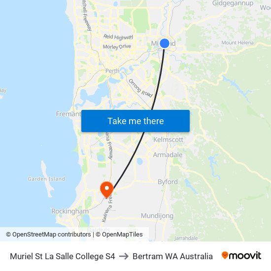 Muriel St La Salle College S4 to Bertram WA Australia map