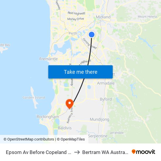 Epsom Av Before Copeland Dr to Bertram WA Australia map