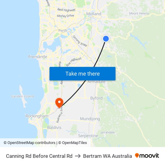 Canning Rd Before Central Rd to Bertram WA Australia map