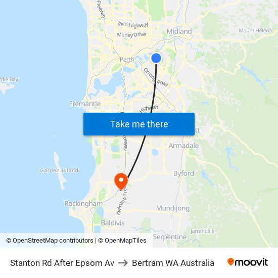 Stanton Rd After Epsom Av to Bertram WA Australia map