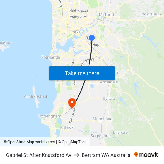 Gabriel St After Knutsford Av to Bertram WA Australia map