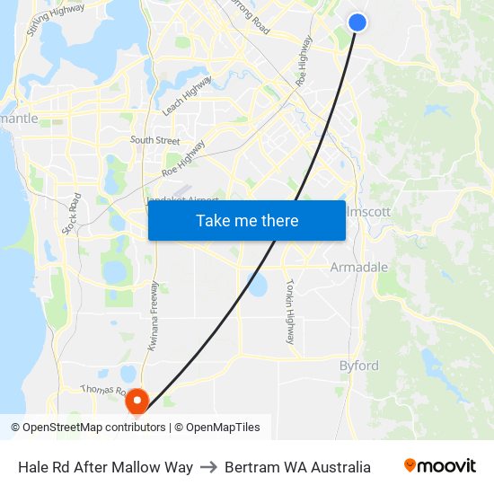 Hale Rd After Mallow Way to Bertram WA Australia map