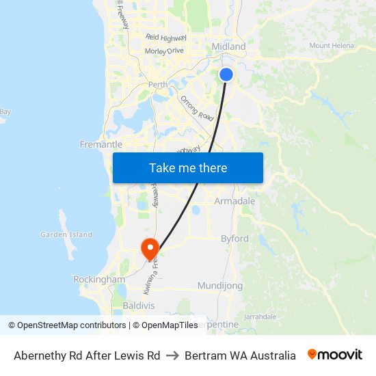 Abernethy Rd After Lewis Rd to Bertram WA Australia map