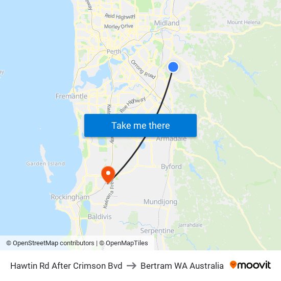 Hawtin Rd After Crimson Bvd to Bertram WA Australia map