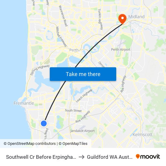 Southwell Cr Before Erpingham Rd to Guildford WA Australia map