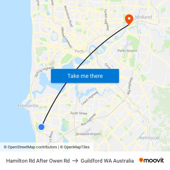 Hamilton Rd After Owen Rd to Guildford WA Australia map