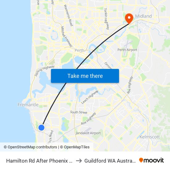 Hamilton Rd After Phoenix Rd to Guildford WA Australia map