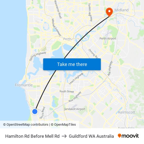 Hamilton Rd Before Mell Rd to Guildford WA Australia map