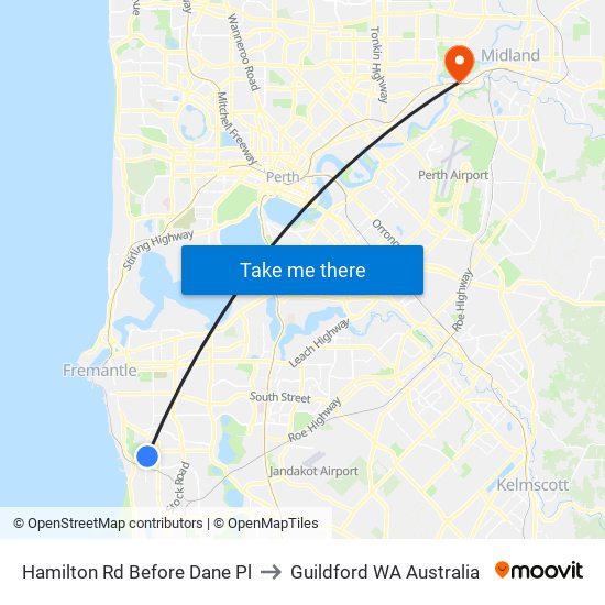 Hamilton Rd Before Dane Pl to Guildford WA Australia map
