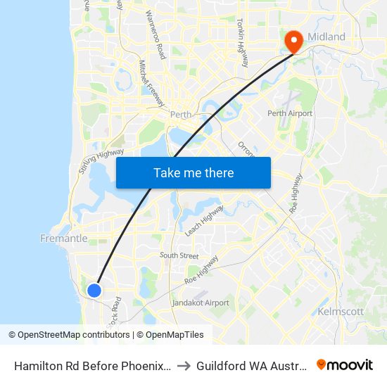 Hamilton Rd Before Phoenix Rd to Guildford WA Australia map