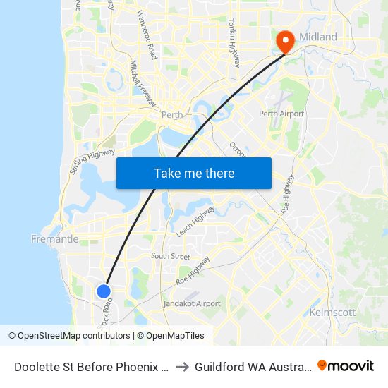 Doolette St Before Phoenix Rd to Guildford WA Australia map
