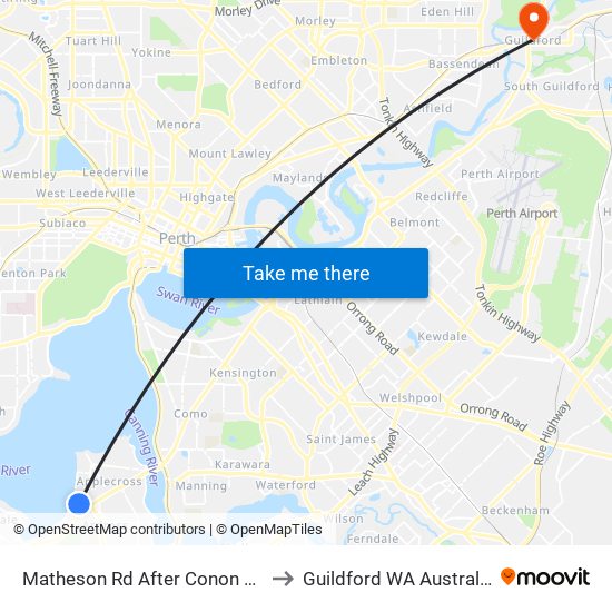 Matheson Rd After Conon Rd to Guildford WA Australia map