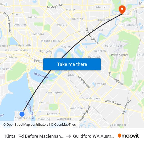Kintail Rd Before Maclennan Rd to Guildford WA Australia map