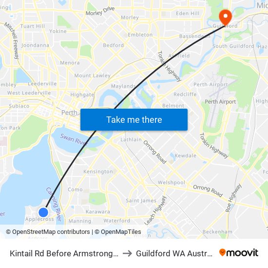Kintail Rd Before Armstrong Rd to Guildford WA Australia map