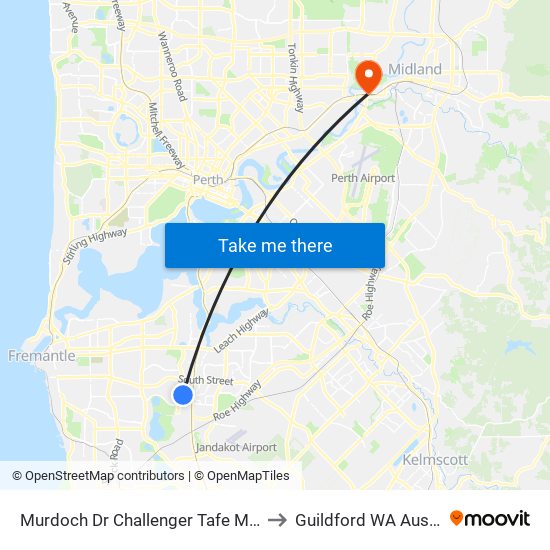 Murdoch Dr Challenger Tafe Murdoch to Guildford WA Australia map