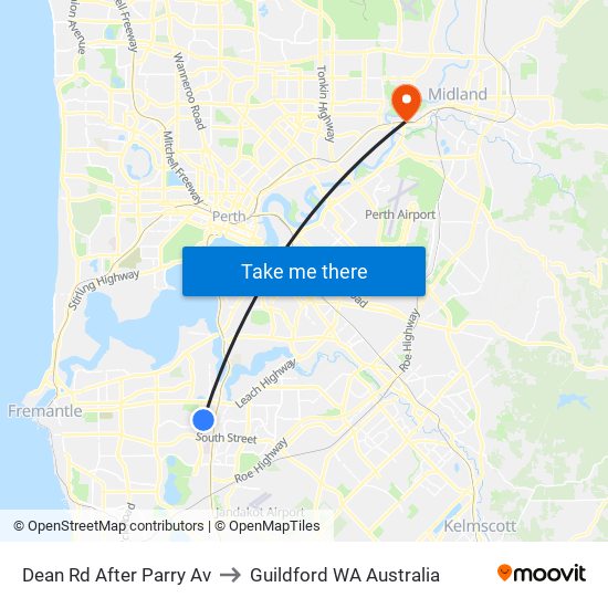 Dean Rd After Parry Av to Guildford WA Australia map