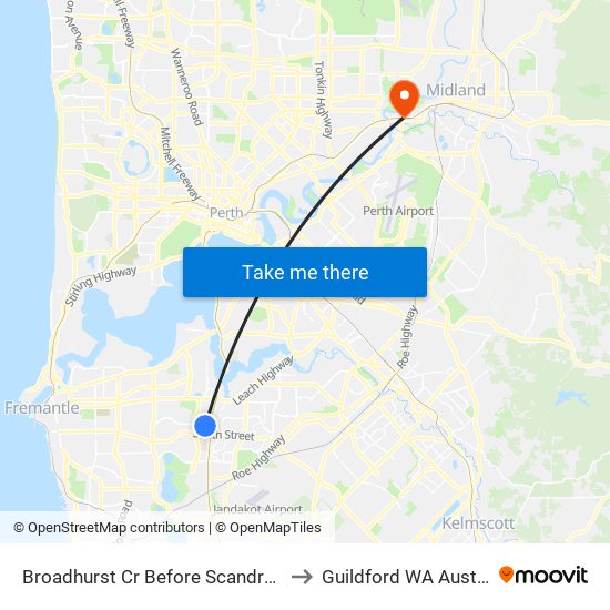 Broadhurst Cr Before Scandrett Wy to Guildford WA Australia map