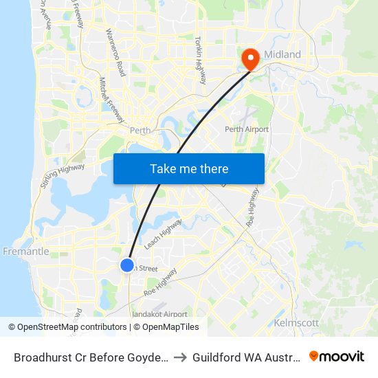 Broadhurst Cr Before Goyder Pl to Guildford WA Australia map