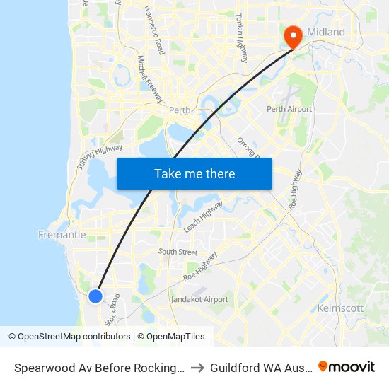 Spearwood Av Before Rockingham Rd to Guildford WA Australia map