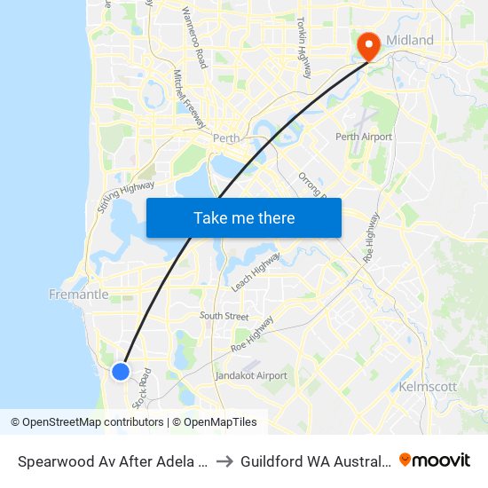 Spearwood Av After Adela Pl to Guildford WA Australia map