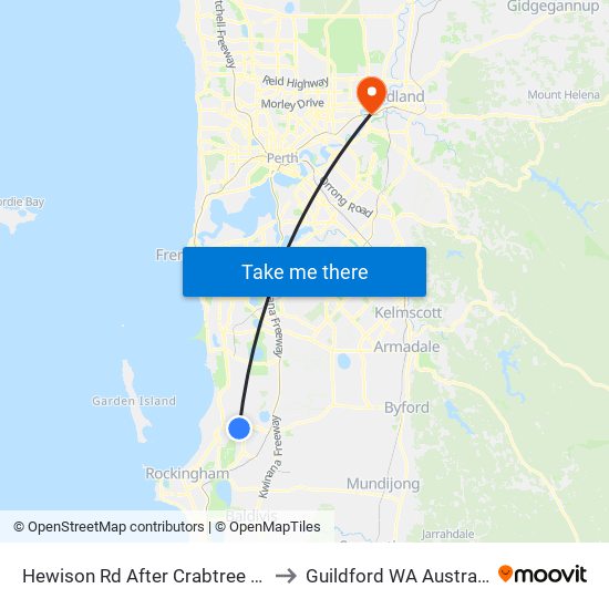 Hewison Rd After Crabtree Wy to Guildford WA Australia map