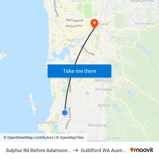 Sulphur Rd Before Adamson Rd to Guildford WA Australia map