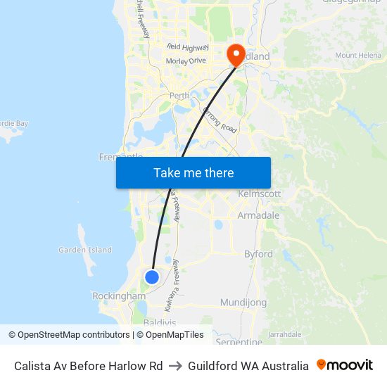 Calista Av Before Harlow Rd to Guildford WA Australia map