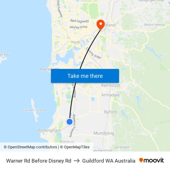 Warner Rd Before Disney Rd to Guildford WA Australia map