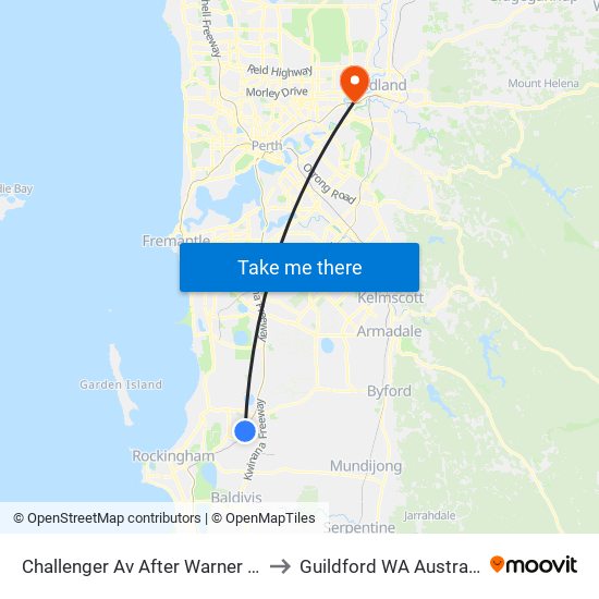 Challenger Av After Warner Rd to Guildford WA Australia map