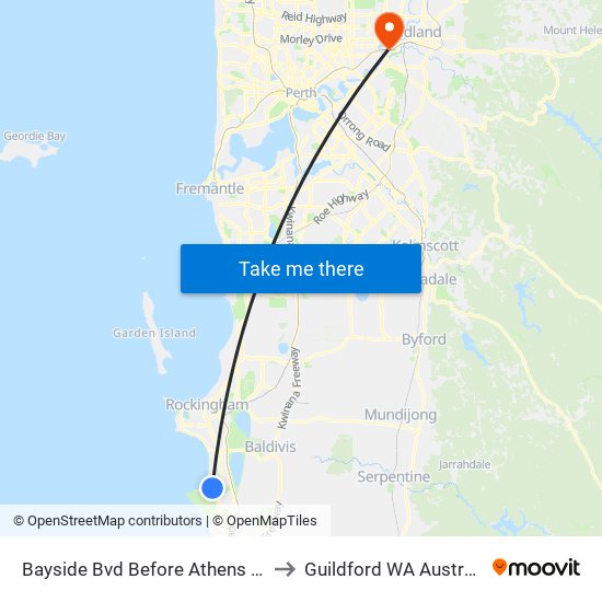 Bayside Bvd Before Athens Ent to Guildford WA Australia map