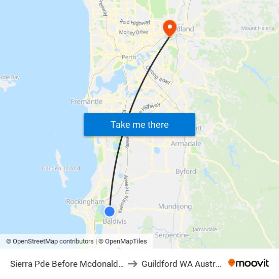 Sierra Pde Before Mcdonald Rd to Guildford WA Australia map
