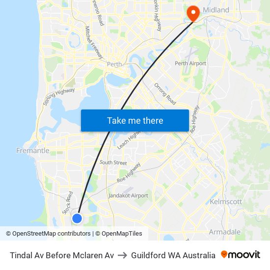 Tindal Av Before Mclaren Av to Guildford WA Australia map