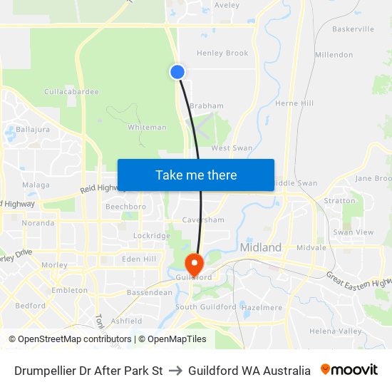 Drumpellier Dr After Park St to Guildford WA Australia map