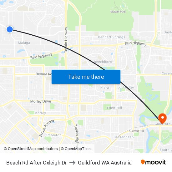 Beach Rd After Oxleigh Dr to Guildford WA Australia map