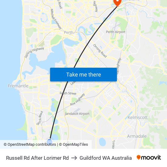 Russell Rd After Lorimer Rd to Guildford WA Australia map