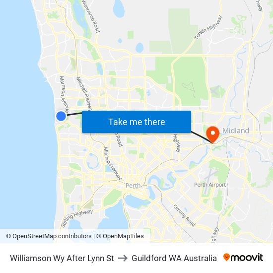 Williamson Wy After Lynn St to Guildford WA Australia map