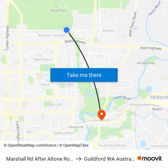 Marshall Rd After Altone Road to Guildford WA Australia map