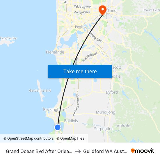 Grand Ocean Bvd After Orleans Dr to Guildford WA Australia map