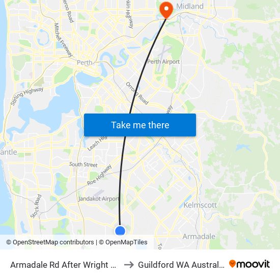 Armadale Rd After Wright Rd to Guildford WA Australia map