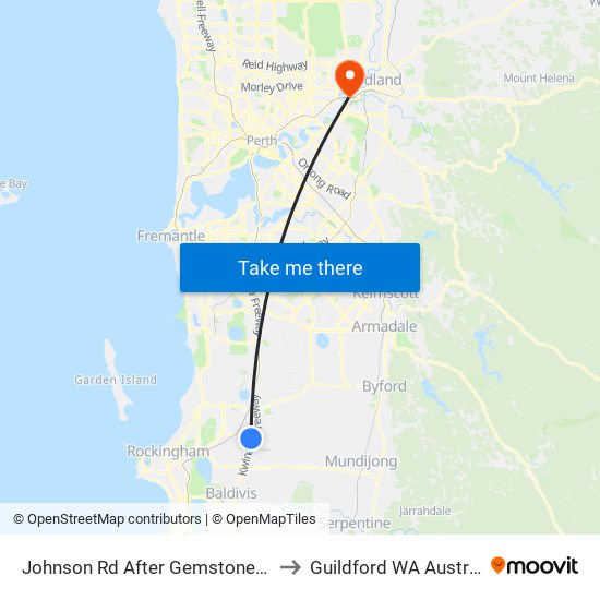Johnson Rd After Gemstone Pde to Guildford WA Australia map