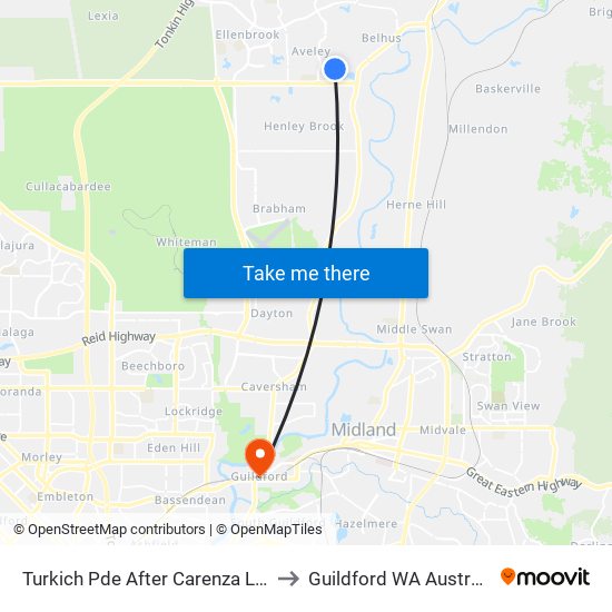 Turkich Pde After Carenza Link to Guildford WA Australia map