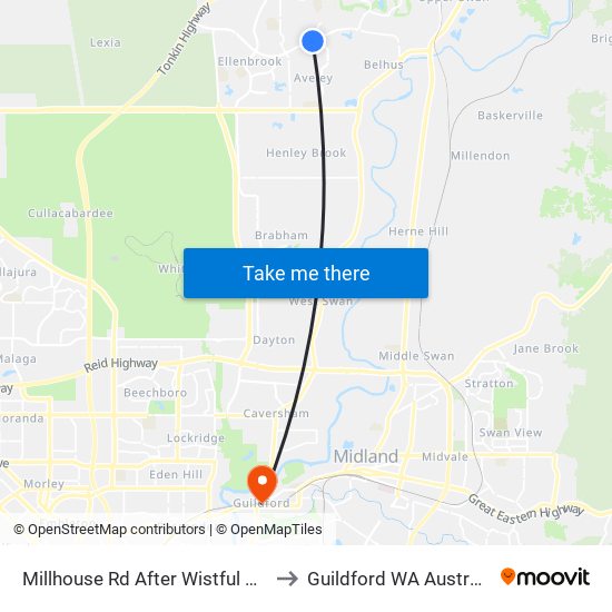 Millhouse Rd After Wistful Pde to Guildford WA Australia map